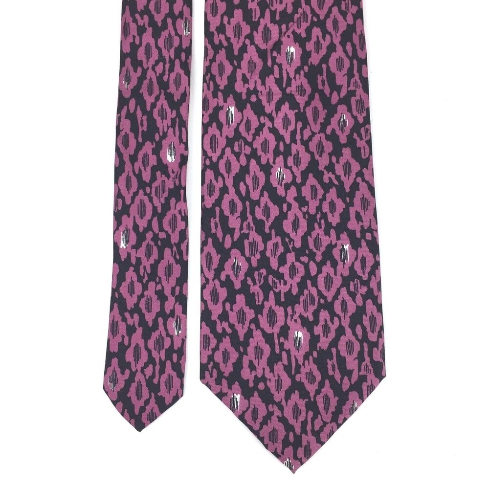Men's Serica Pink & Black Tie 100% Pure Italian Silk Wide Short Dress Necktie - Picture 5 of 10